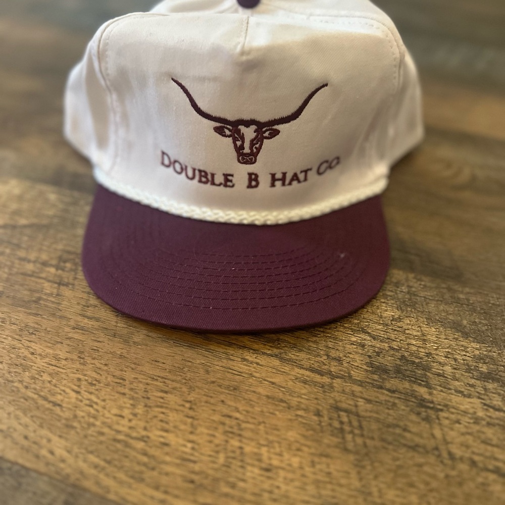 Double B Hat Co White and Purple Cap